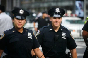 two police offers walking