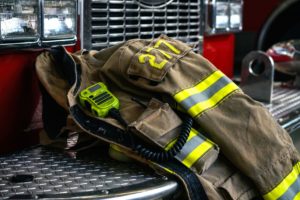 firefighter's jacket on a fire truck