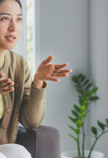 a woman confiding in her counselor