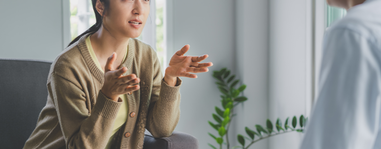 a woman confiding in her counselor