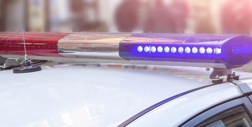 closeup view of lights on top of a police car