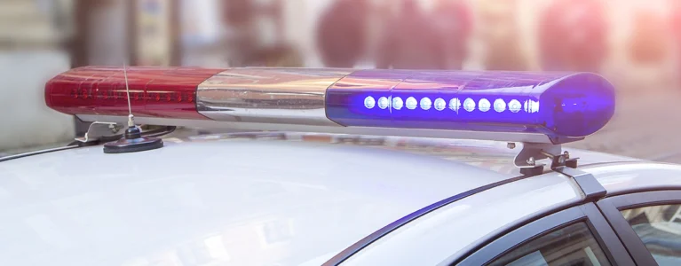 closeup view of lights on top of a police car