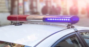 closeup view of lights on top of a police car