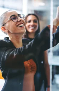 smiling employees at work