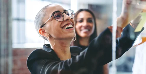 smiling employees at work