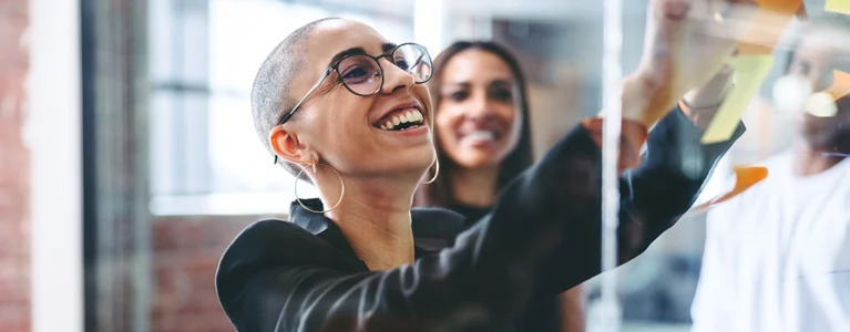 smiling employees at work