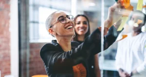 smiling employees at work