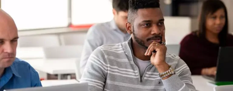 Employee thinking about taking a Mental Health First Aid at Work course.