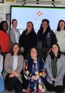 photos of mental health first aid students learning about suicide prevention