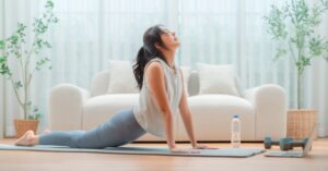 woman does yoga to cope with post-holiday stress