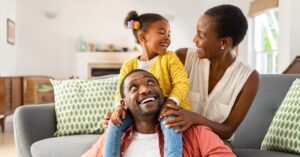 family shows good work-life balance by spending time together