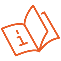 icon showing an open book with an i